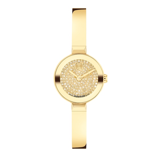 Ladies' Movado Bold® Bangle Mini Gold-Tone Stainless Steel Watch with Champagne Cystal Dial (Model: 3601401)