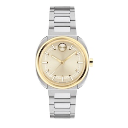 Ladies' Movado BOLD® Nuvo Two-Tone Stainless Steel Watch with Champagne Dial (Model: 3601434)