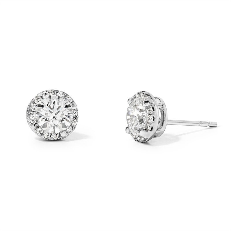 Main Image 1 of 1 CT. T.W. Certified Lab-Grown Diamond Frame Stud Earrings in 10K White Gold (F/VS2)