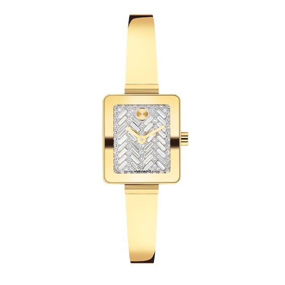 Ladies' Movado Bold® Bangle Mini Gold-Tone Stainless Steel Watch with Crystal Dial (Model: 3601427)