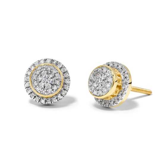 1/10 CT. T.W. Composite Circle Frame Stud Earrings in 10K Gold