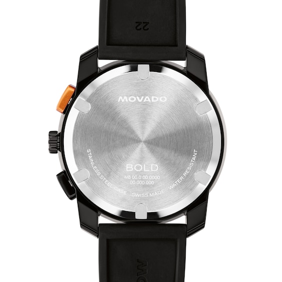 Men's Movado Bold® Tr90 Chronograph Watch with Black Dial and Silicone Strap (Model: 3601420)