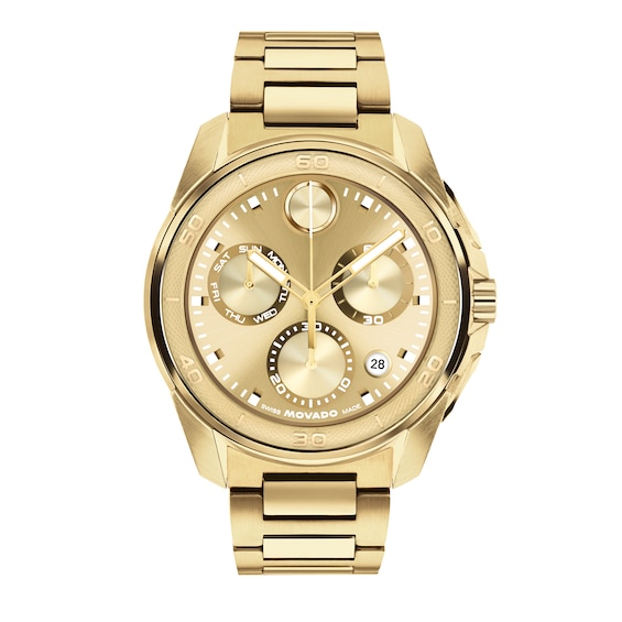 Men's Movado Bold® Verso S Gold-Tone Stainless Steel Chronograph Watch with Gold-Tone Dial (Model: 3601393)