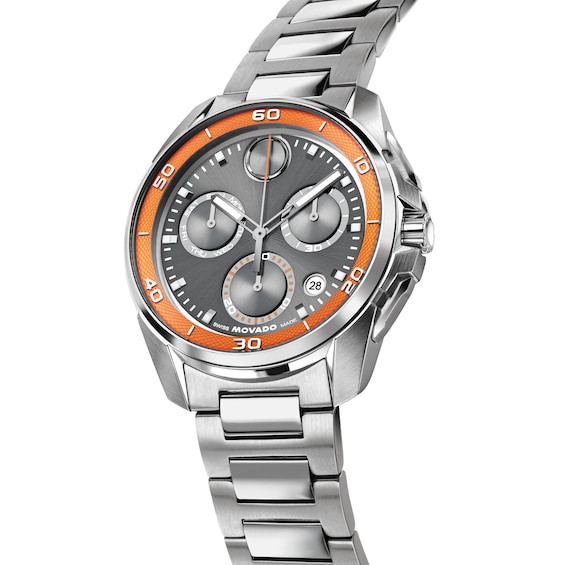 Men's Movado Bold® Verso S Stainless Steel Chronograph Watch with Gray Dial (3601394)