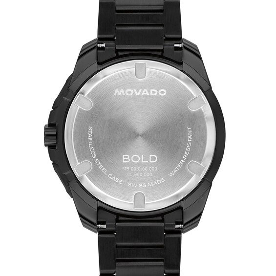 Men's Movado Bold® Verso S Black IP Stainless Steel Chronograph Watch with Black Dial (Model: 3601396)
