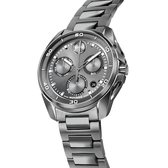 Men's Movado Bold® Verso S Chronograph Gray IP Stainless Steel Watch with Gray Dial (Model: 3601397)