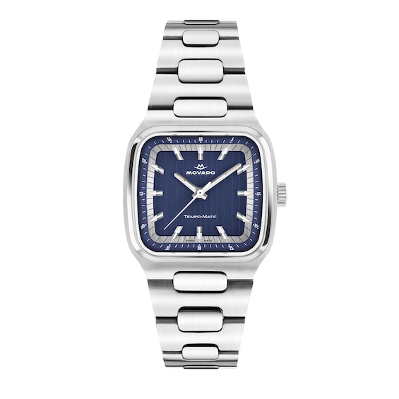 Men's Movado Heritage Tempo-Matic Stainless Steel Watch with Blue Dial (Model: 3650264)