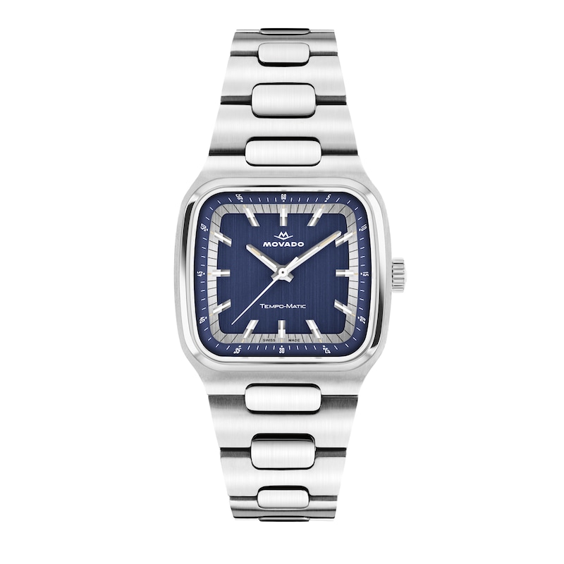 Main Image 1 of Men's Movado Heritage Tempo-Matic Stainless Steel Watch with Blue Dial (Model: 3650264)