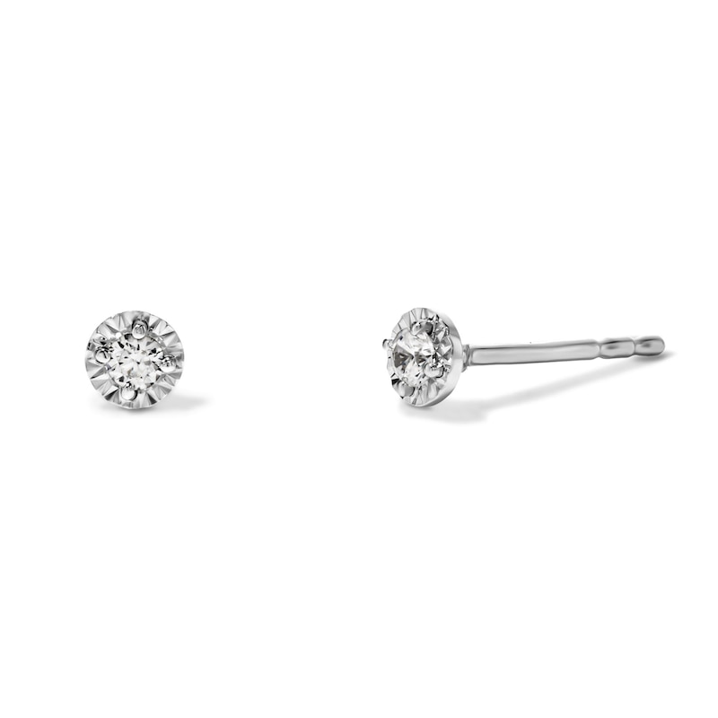 Main Image 1 of 1/10 CT. T.W. Diamond Solitaire Studs Earrings in White Sterling Silver