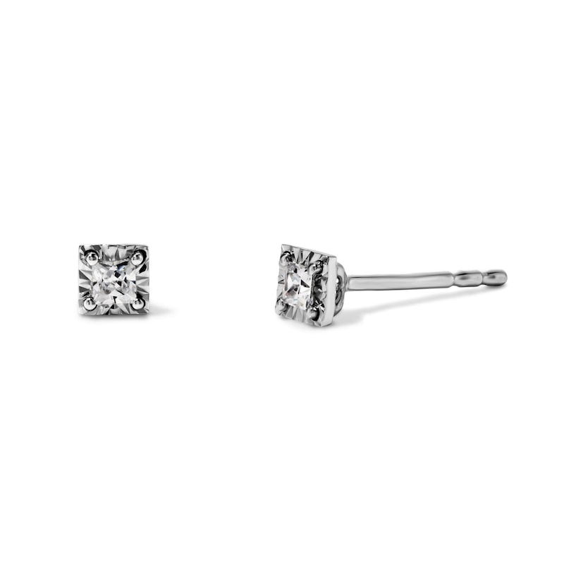 Main Image 1 of 1/10 CT. T.W. Princess-Cut Diamond Solitaire Studs Earrings in Sterling Silver