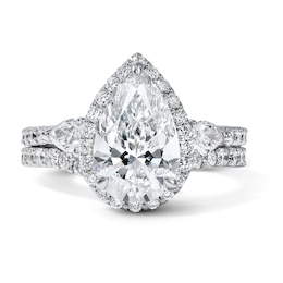 Classic Everlasting 3-3/4 CT. T.W. Certified Pear-Shaped Lab-Grown Diamond Frame Bridal Set in 14K White Gold (F/VS2)