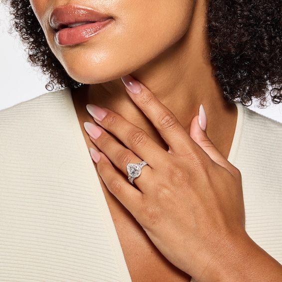 Classic Everlasting 3-3/4 CT. T.w. Certified Pear-Shaped Lab-Grown Diamond Frame Bridal Set in 14K White Gold (F/Vs2)