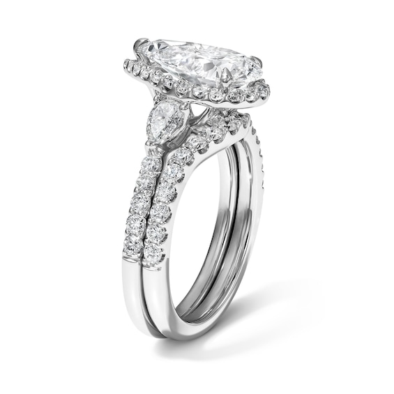 Classic Everlasting 3-3/4 CT. T.w. Certified Pear-Shaped Lab-Grown Diamond Frame Bridal Set in 14K White Gold (F/Vs2)