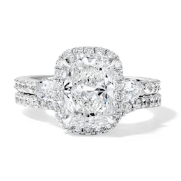 Classic Everlasting 3-3/4 CT. T.W. Certified Cushion-Cut Lab-Grown Diamond Frame Bridal Set in 14K White Gold (F/VS2)