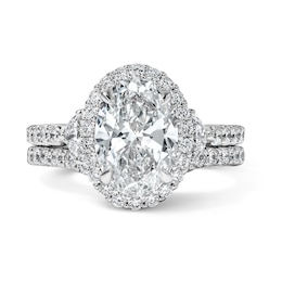 Classic Everlasting 3-3/4 CT. T.W. Certified Oval Lab-Grown Diamond Frame Bridal Set in 14K White Gold (F/VS2)