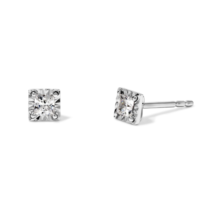 Main Image 1 of 1/4 CT. T.W. Princess-Cut Diamond Solitaire Stud Earrings in Sterling Silver
