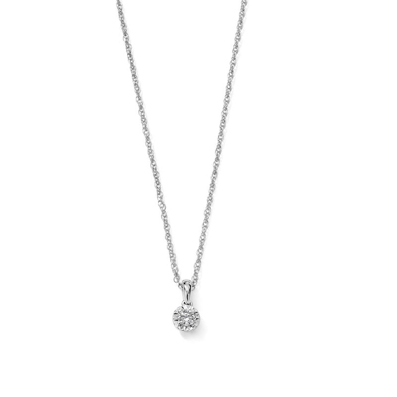 Main Image 1 of 1/10 CT. T.W. Diamond Solitaire Pendant Necklace in Sterling Silver - 18"
