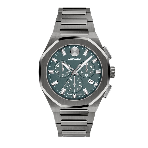 Men's Movado Centurion Gray PVD Stainless Steel Chronograph Watch with Blue Dial (Model: 0608074)