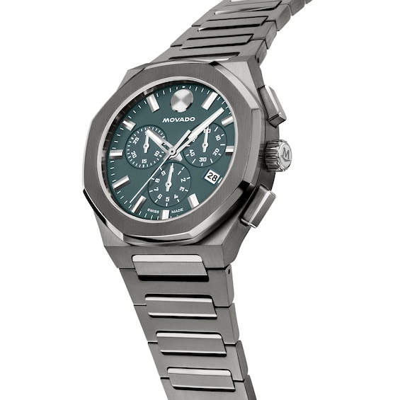 Men's Movado Centurion Gray PVD Stainless Steel Chronograph Watch with Blue Dial (Model: 0608074)
