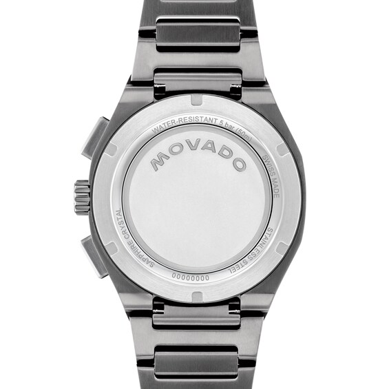 Men's Movado Centurion Gray PVD Stainless Steel Chronograph Watch with Blue Dial (Model: 0608074)
