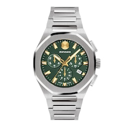 Men's Movado Centurion Stainless Steel Chronograph Watch with Green Dial (Model: 0608111)