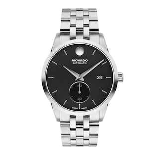Men's Movado Museum® Taga Stainless Steel Watch with Black Dial (Model: 0608073)