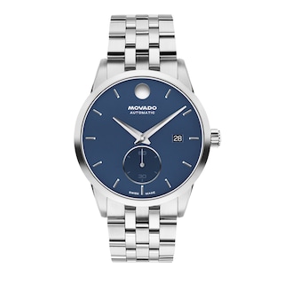 Men's Movado Museum® Taga Stainless Steel Watch with Blue Dial (Model: 0608075)