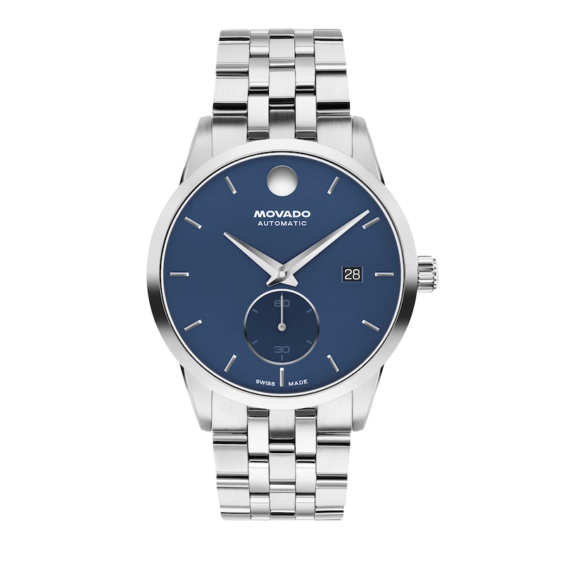 Main Image 1 of Men's Movado Museum® Taga Stainless Steel Watch with Blue Dial (Model: 0608075)