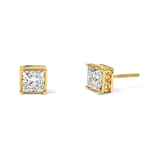 2 CT. T.W. Square-Cut Lab-Grown Diamond Curb Chain Frame Stud Earrings in 10K Gold (F/VS2)