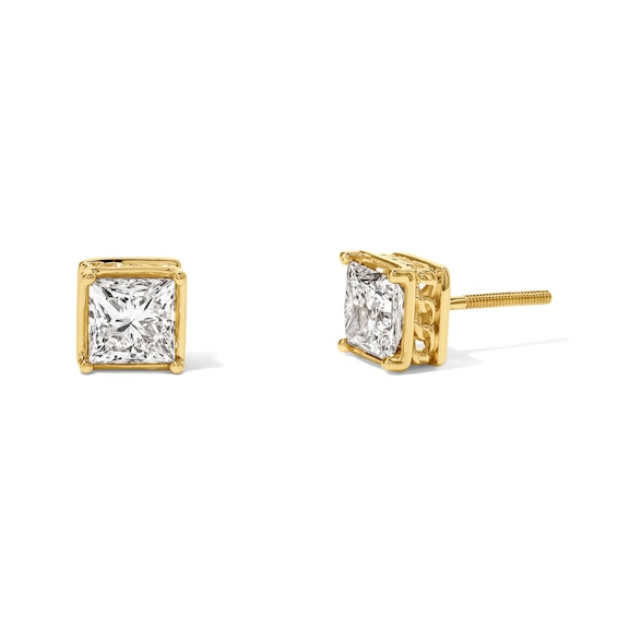 2 CT. T.W. Square-Cut Lab-Grown Diamond Curb Chain Frame Stud Earrings in 10K Gold (F/VS2)