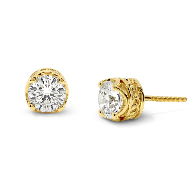 Main Image 1 of 2 CT. T.W. Lab-Grown Diamond Solitaire Curb Stud Earrings in 10K Gold (F/VS2)