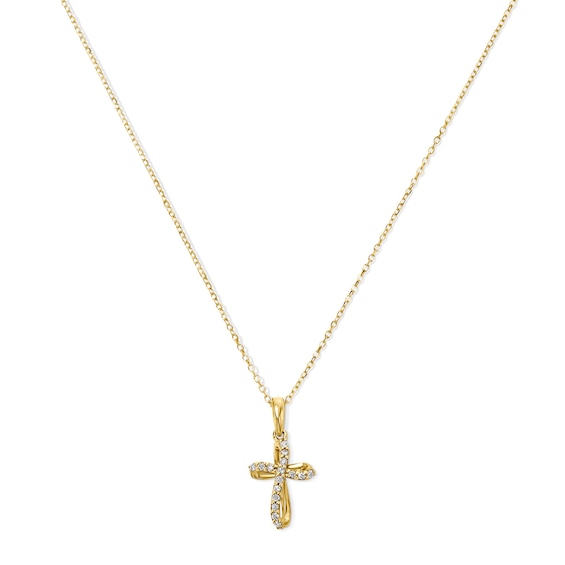 1/15 CT. T.W. Diamond Cross Necklace in 10K Gold - 18"