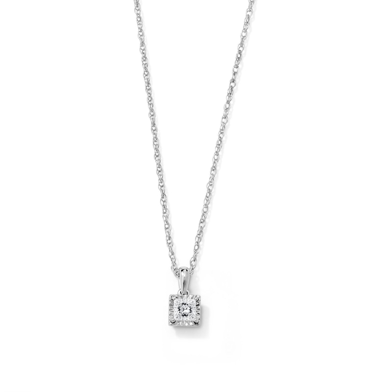 Main Image 1 of 1/4 CT. T.W. Princess-Cut Diamond Solitaire Pendant Necklace in Sterling Silver - 18"