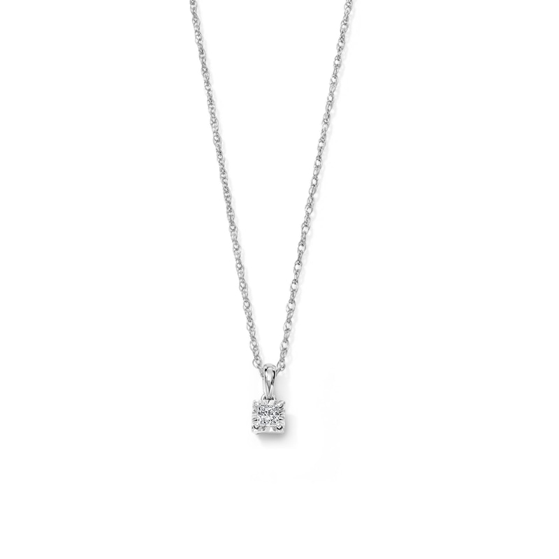 Main Image 1 of 1/10 CT. T.W. Princess-Cut Diamond Solitaire Pendant Necklace in Sterling Silver - 18"