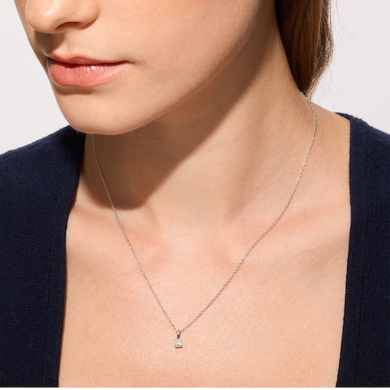 1/10 CT. T.w. Princess-Cut Diamond Solitaire Pendant Necklace in Sterling Silver - 18"
