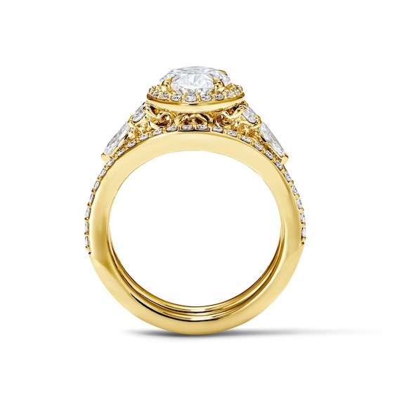 Enchanted Disney Belle 2-7/8 CT. T.w. Certified Oval Lab-Grown Diamond Frame Bridal Set in 14K Gold (F/Vs2)