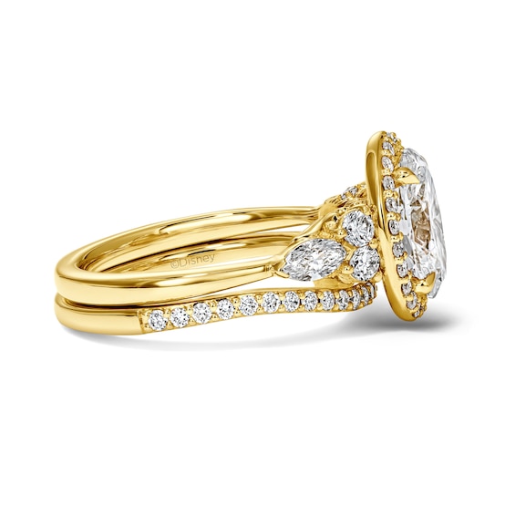 Enchanted Disney Belle 2-7/8 CT. T.w. Certified Oval Lab-Grown Diamond Frame Bridal Set in 14K Gold (F/Vs2)
