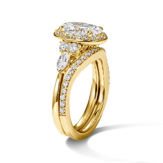 Enchanted Disney Belle 2-7/8 CT. T.w. Certified Oval Lab-Grown Diamond Frame Bridal Set in 14K Gold (F/Vs2)