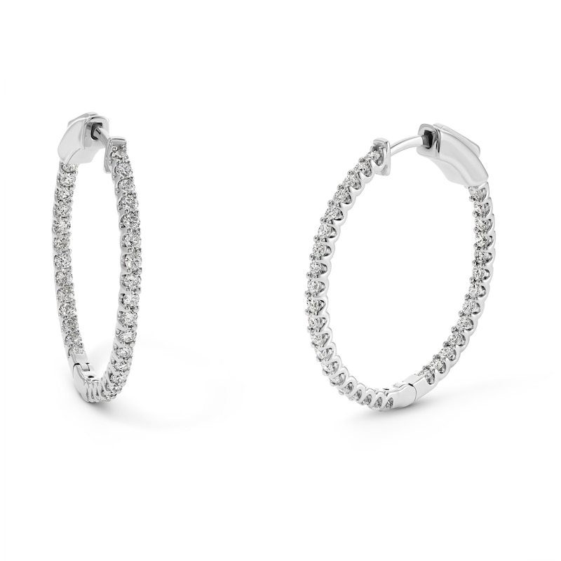 Main Image 1 of 1-1/2 CT. T.W. Lab-Grown Diamond Inside-Out Hoops in Sterling Silver (F/SI2)