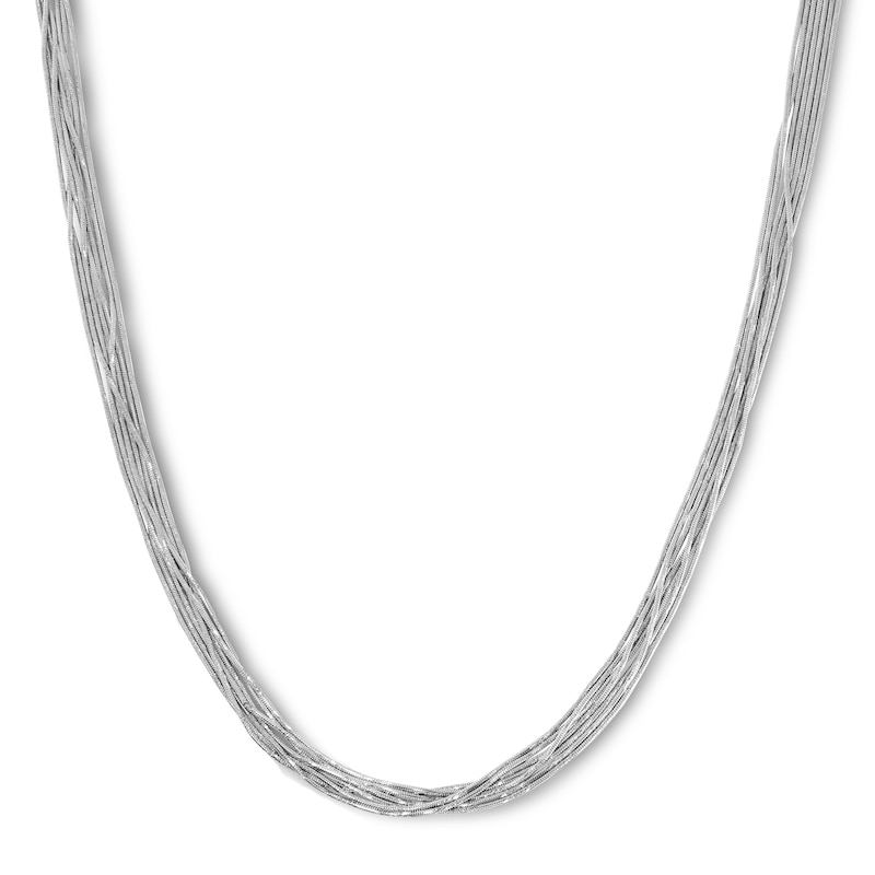 Main Image 1 of 3.0mm Seven-Strand Sparkle Snake Chain Necklace in Solid Sterling Silver - 20"