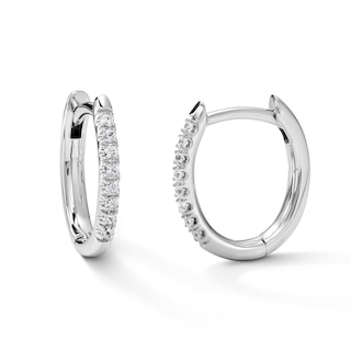 1/10 CT. T.W. Diamond Hoops in 10K White Gold