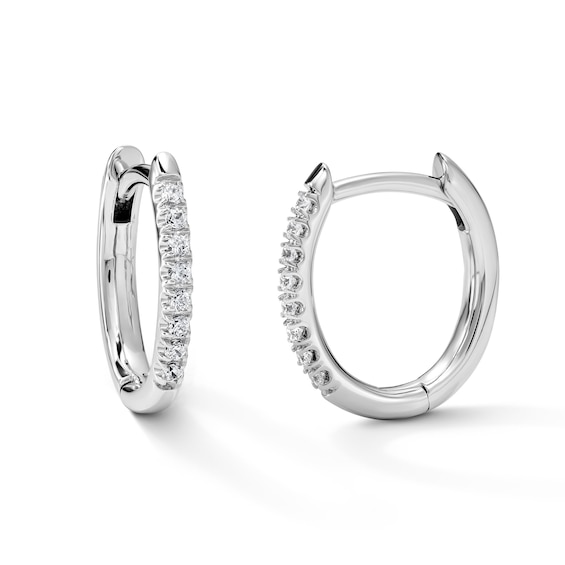 1/10 CT. T.W. Diamond Hoops in 10K White Gold