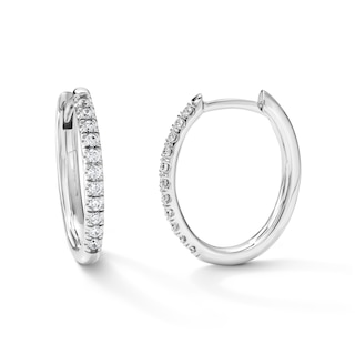 1/4 CT. T.W. Diamond Oval Hoops in 10K White Gold