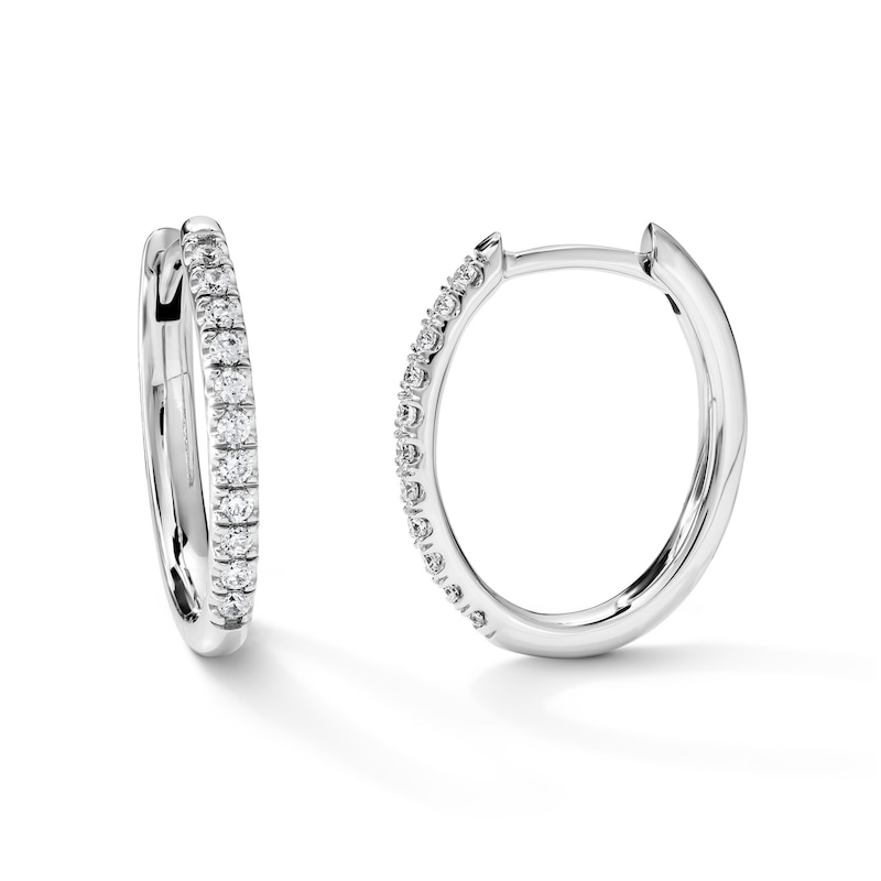 Main Image 1 of 1/4 CT. T.W. Diamond Oval Hoops in 10K White Gold