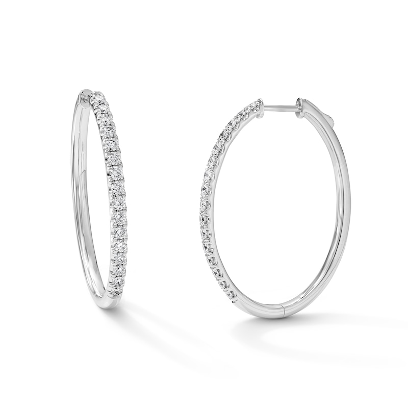 Main Image 1 of 1/4 CT. T.W. Diamond Hoops in Sterling Silver
