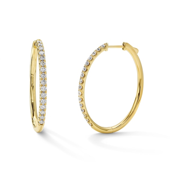 1 CT. T.W. Diamond Oval Hoops in 10K Gold