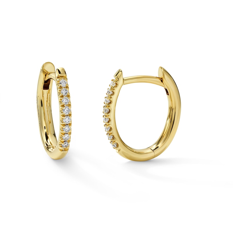 Main Image 1 of 1/10 CT. T.W. Diamond Oval Hoops in 10K Gold