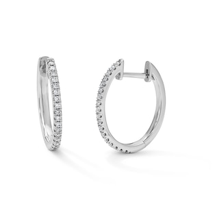 1 CT. T.W. Diamond Oval Hoops in 10K White Gold