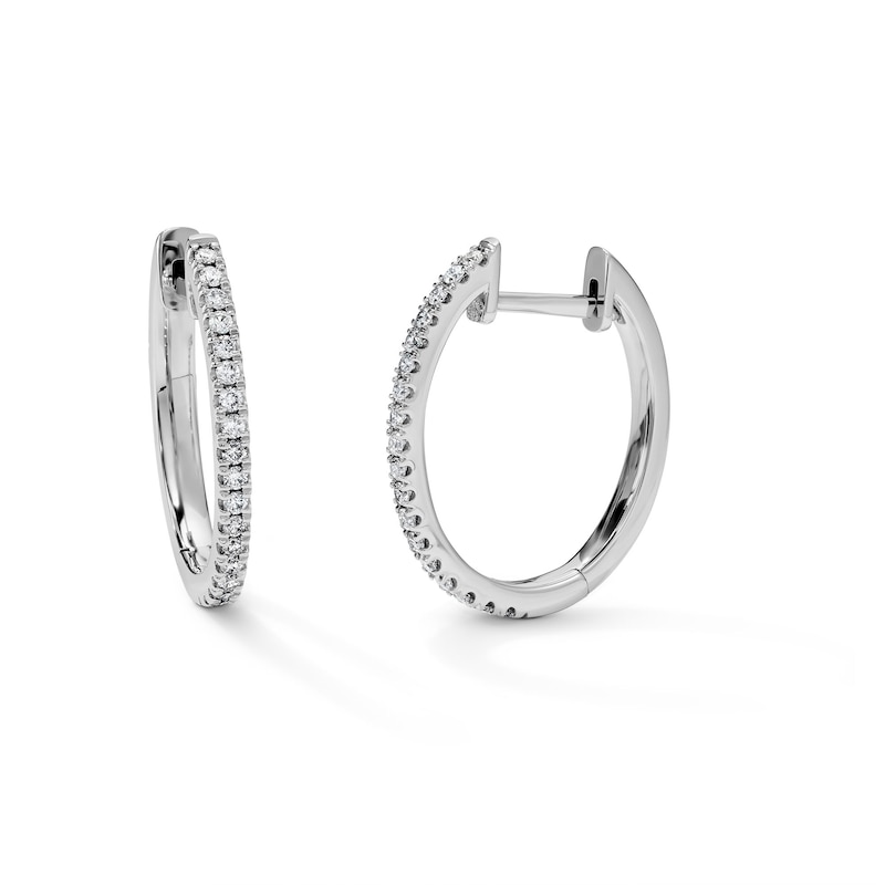 Main Image 1 of 1 CT. T.W. Diamond Oval Hoops in 10K White Gold