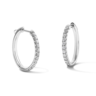 3/4 CT. T.W. Diamond Oval Hoops in 10K White Gold